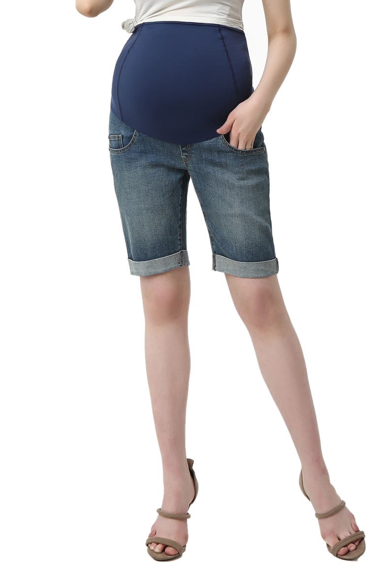 Abbie Denim Stretch Maternity Shorts, Main, color, MEDIUM INDIGO