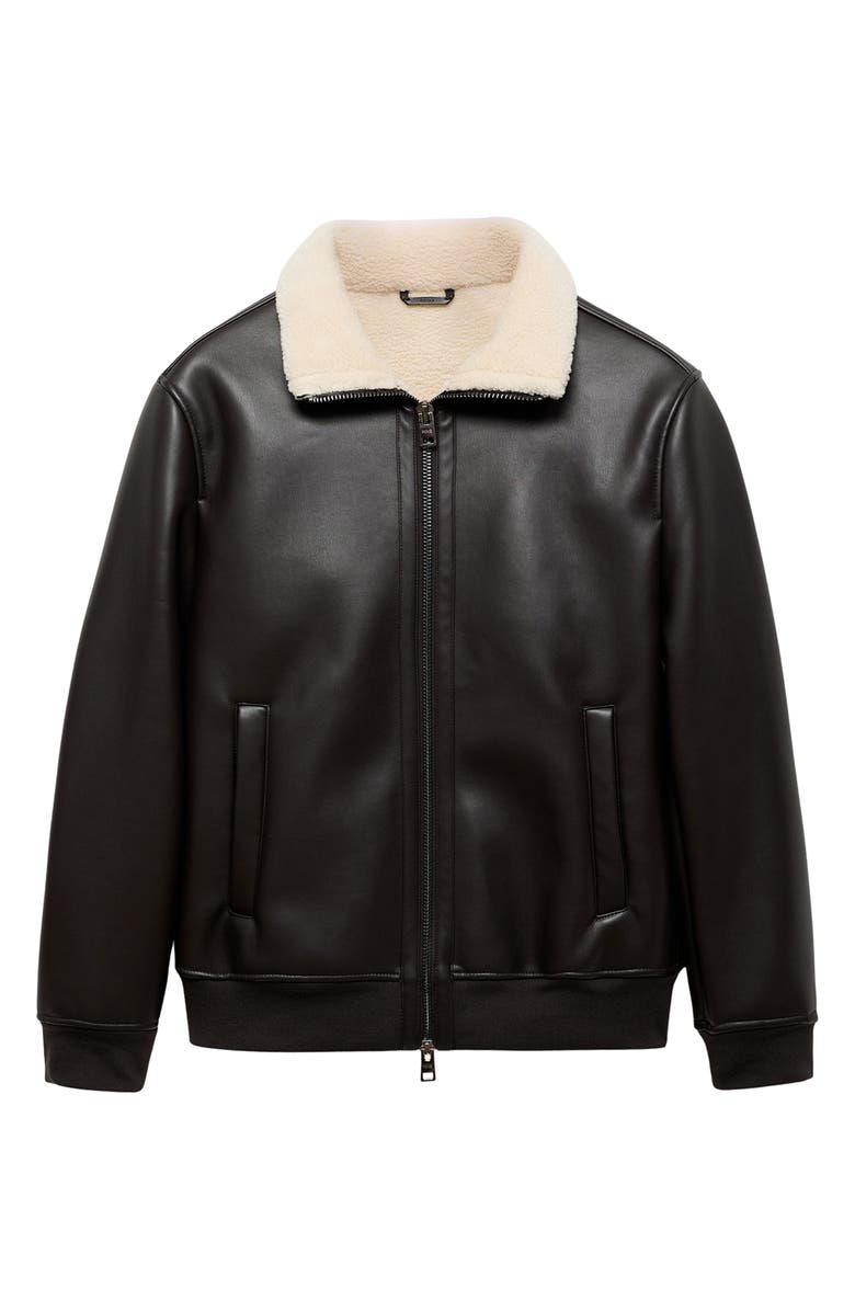 MANGO Faux Shearling Bomber Jacket, Alternate, color, 