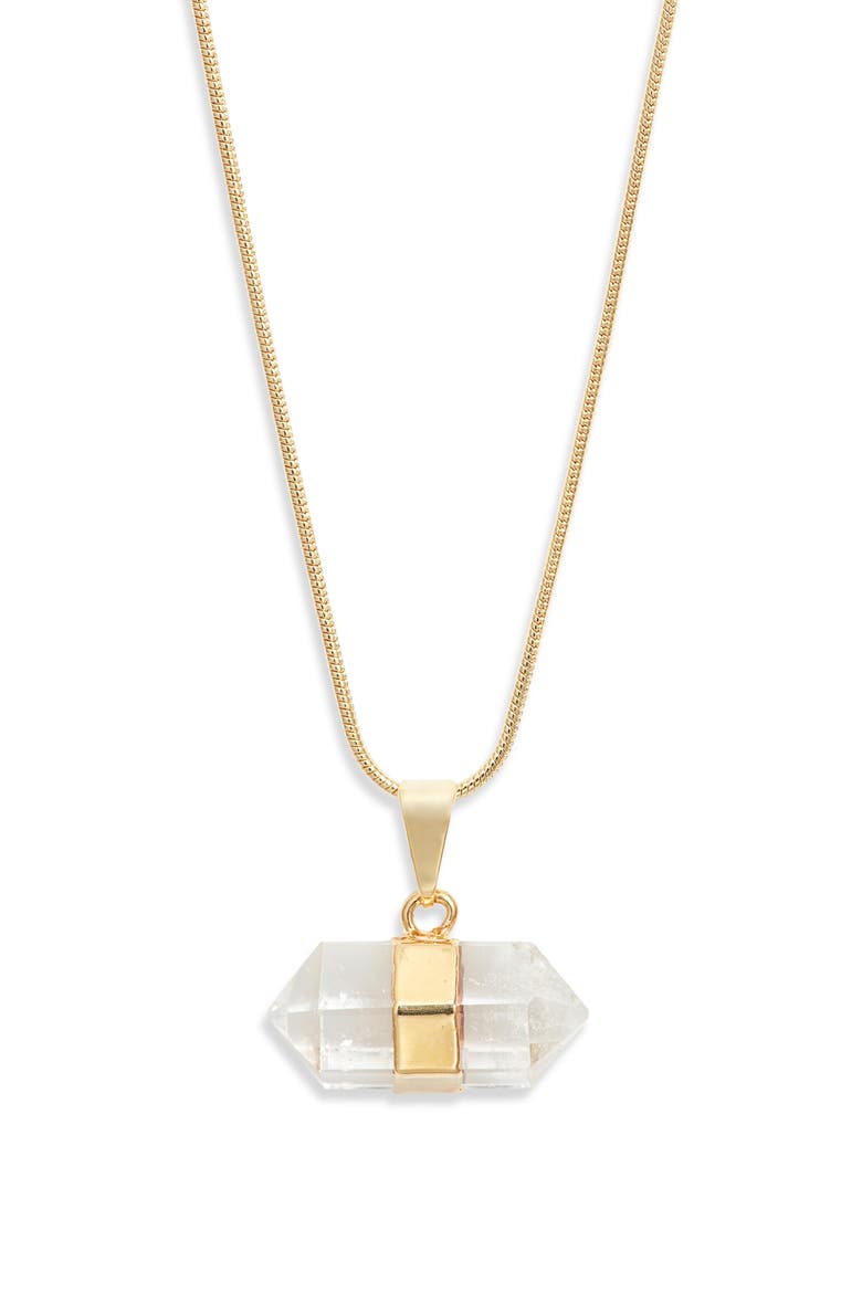 Ancient Wisdom Quartz Pendant Necklace, Main, color, GOLD