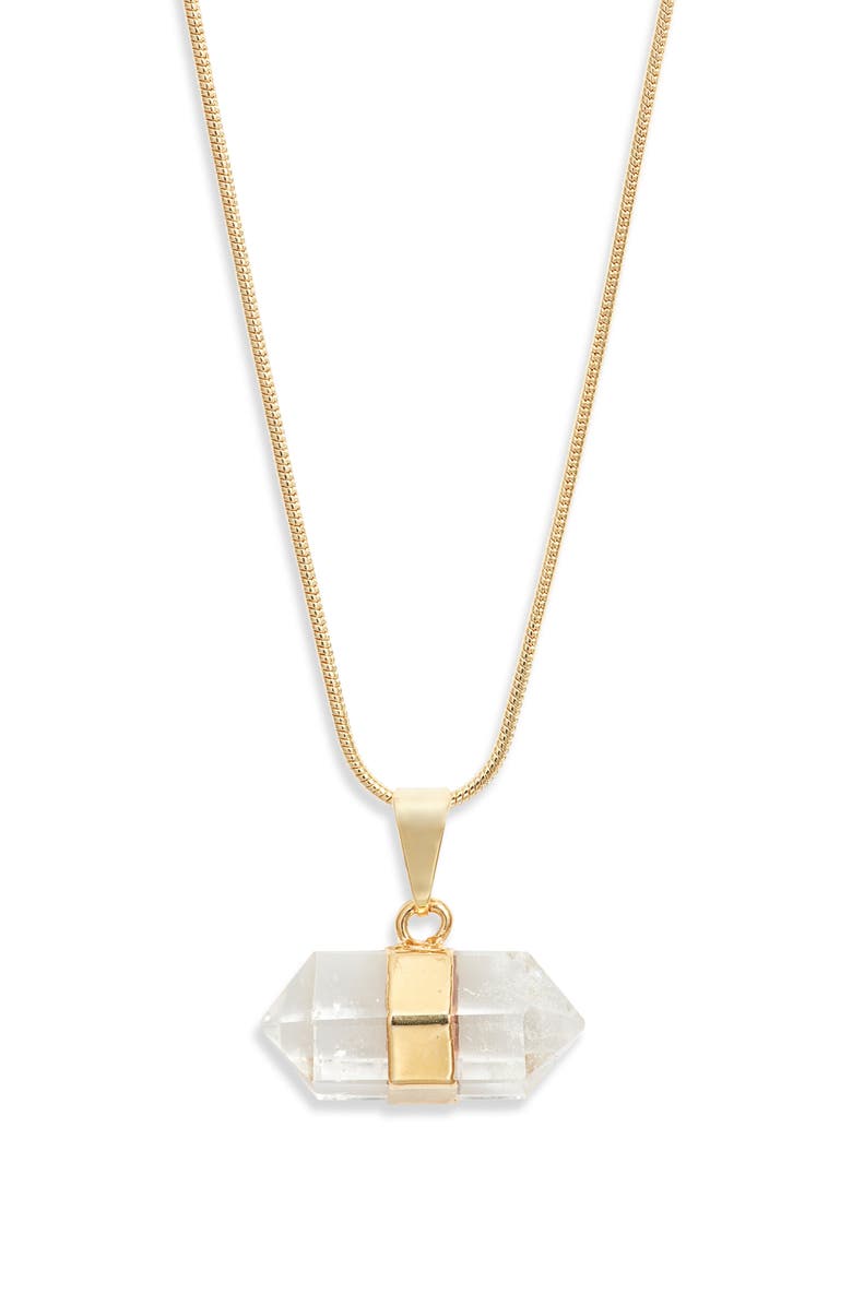 Child of Wild Ancient Wisdom Quartz Pendant Necklace, Main, color, Gold