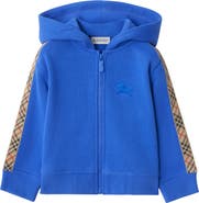 Burberry Girls' Check Trim Cotton Zip Hoodie