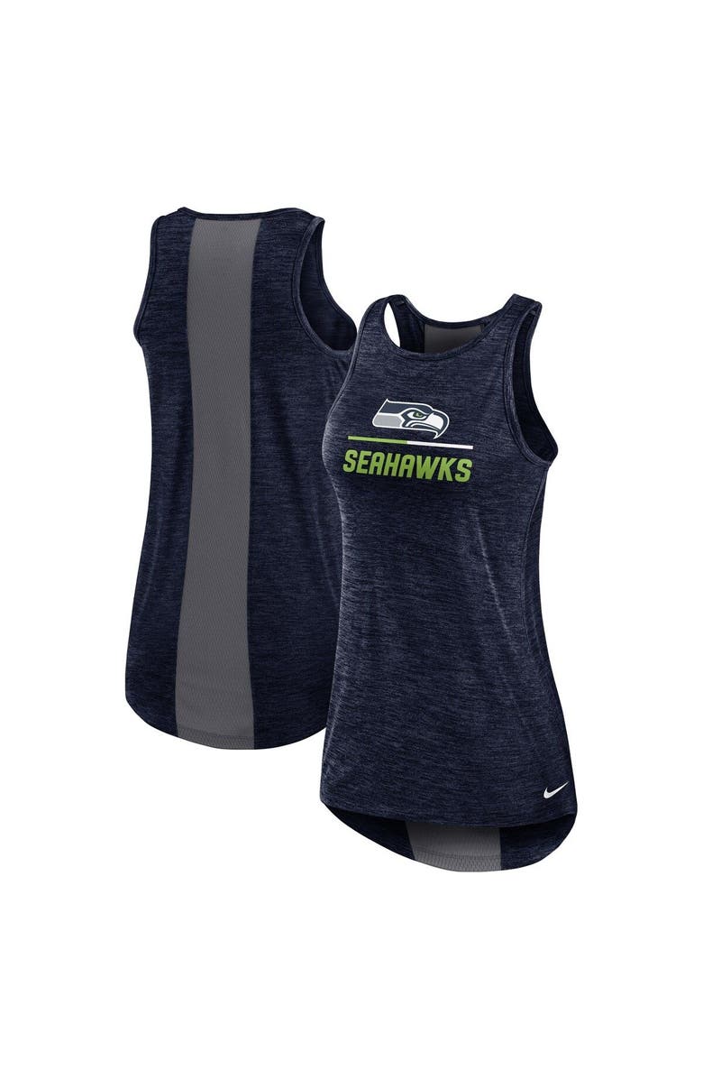 Nike Women's Nike College Navy Seattle Seahawks High Neck Performance Tank Top, Main, color, 