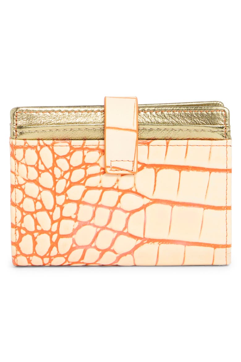 Shoreditch Croc Embossed Leather Card Case, Alternate, color, OPEN WHITE