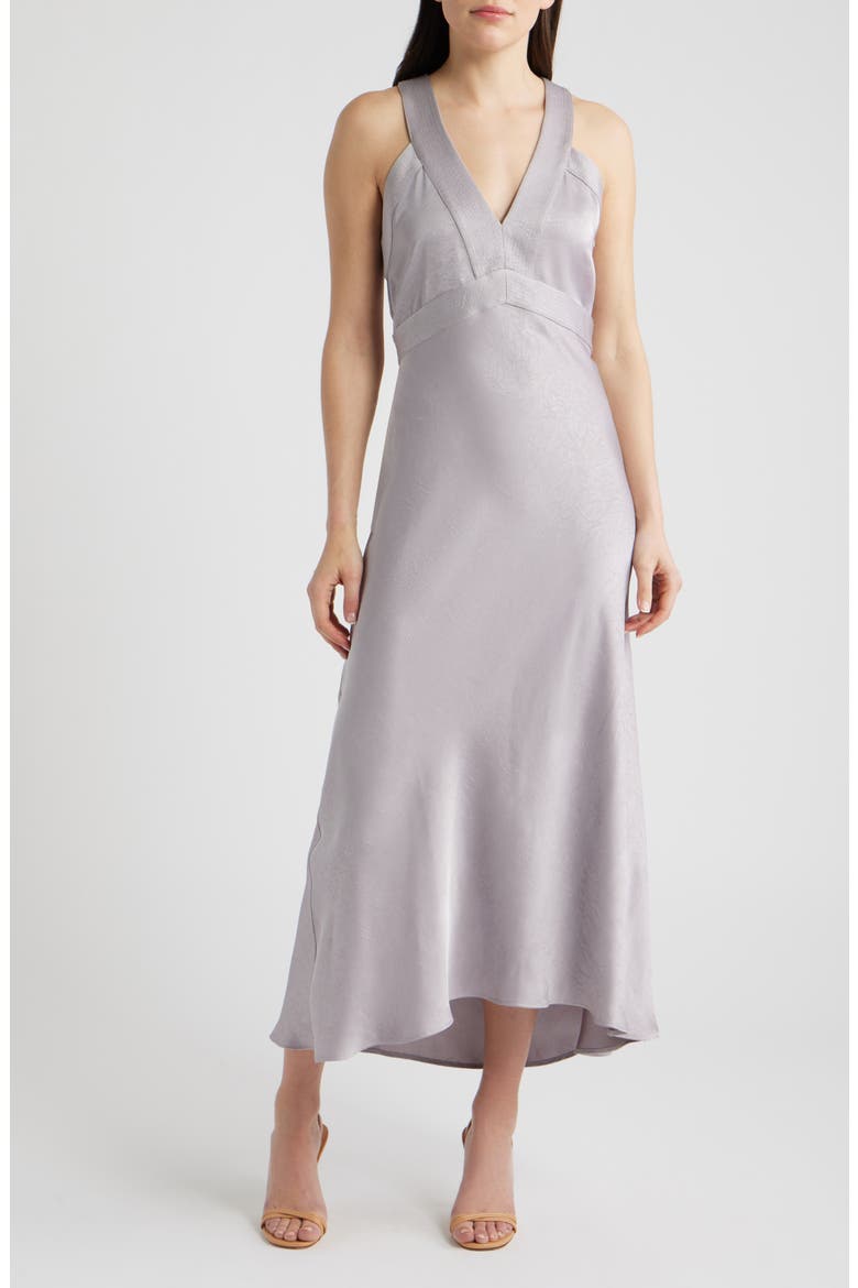 Danden Crinkle Satin Maxi Dress, Main, color, PURPLE