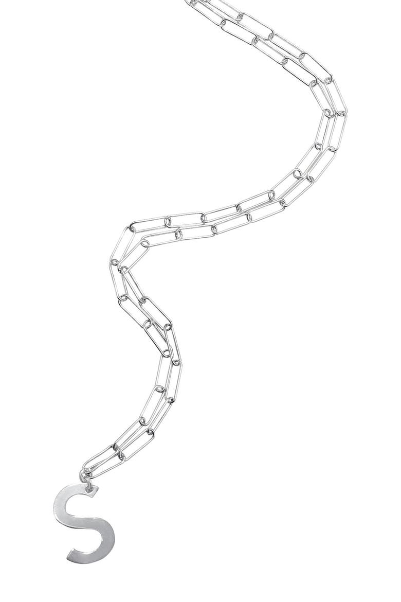 Initial Pendant Paperclip Necklace, Alternate, color, SILVER - S