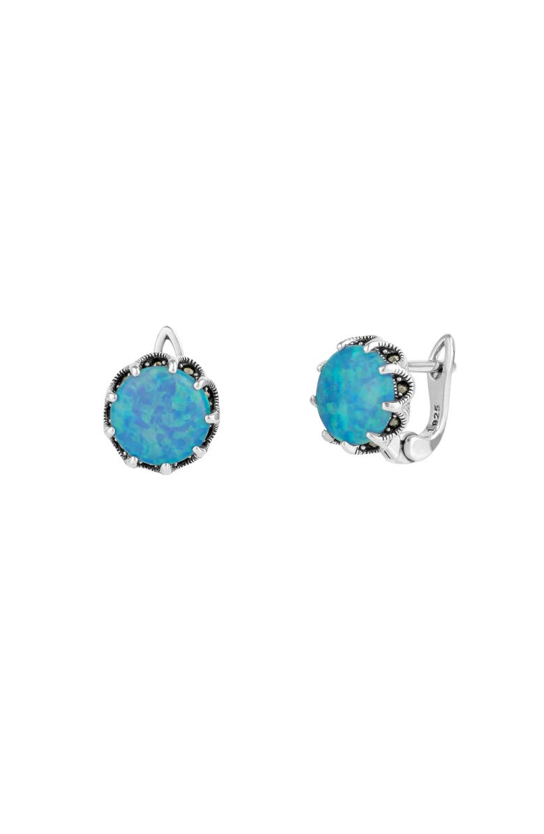 Spero London Round Opal High Quality Sterling Silver Earrings, Main, color, Light Opal