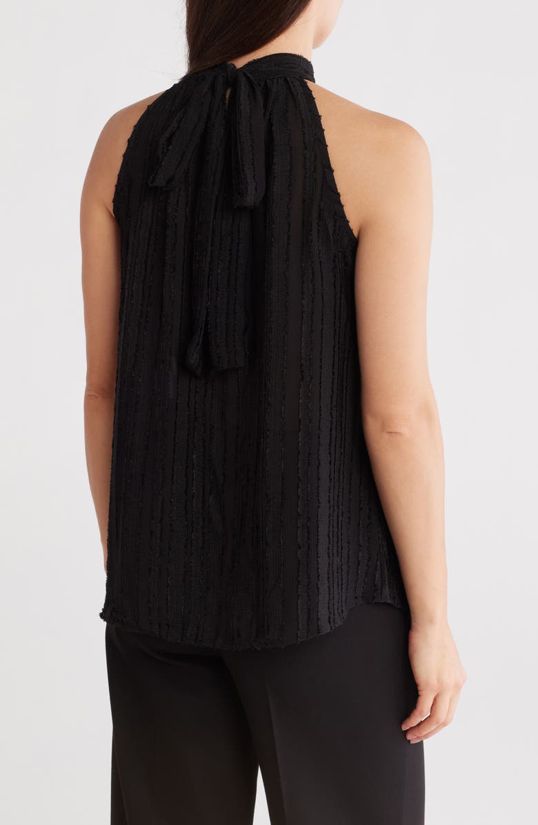 Renee C Sheer Texture Halter Neck Top, Alternate, color, Black