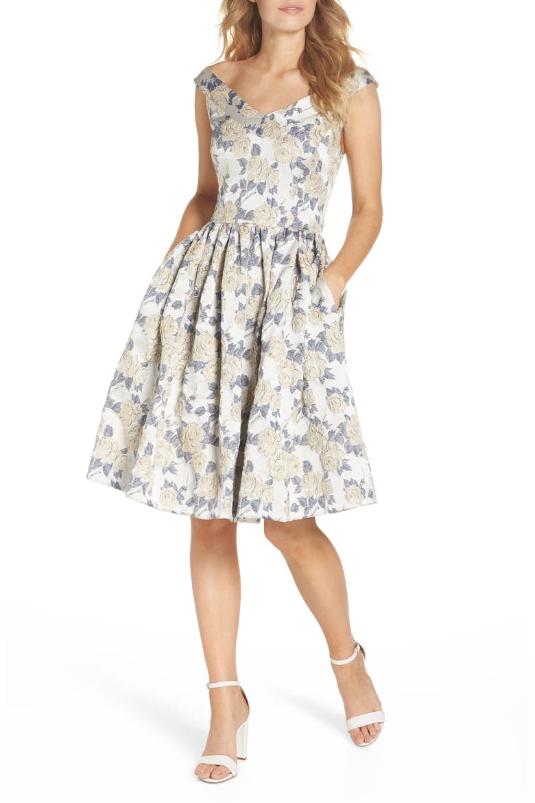 Ava Fit & Flare Dress, Main, color, YELLOW