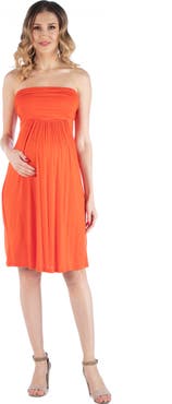 24seven Comfort Apparel Maternity 24seven Comfort Appare Knee Length Strapless Mini Dress