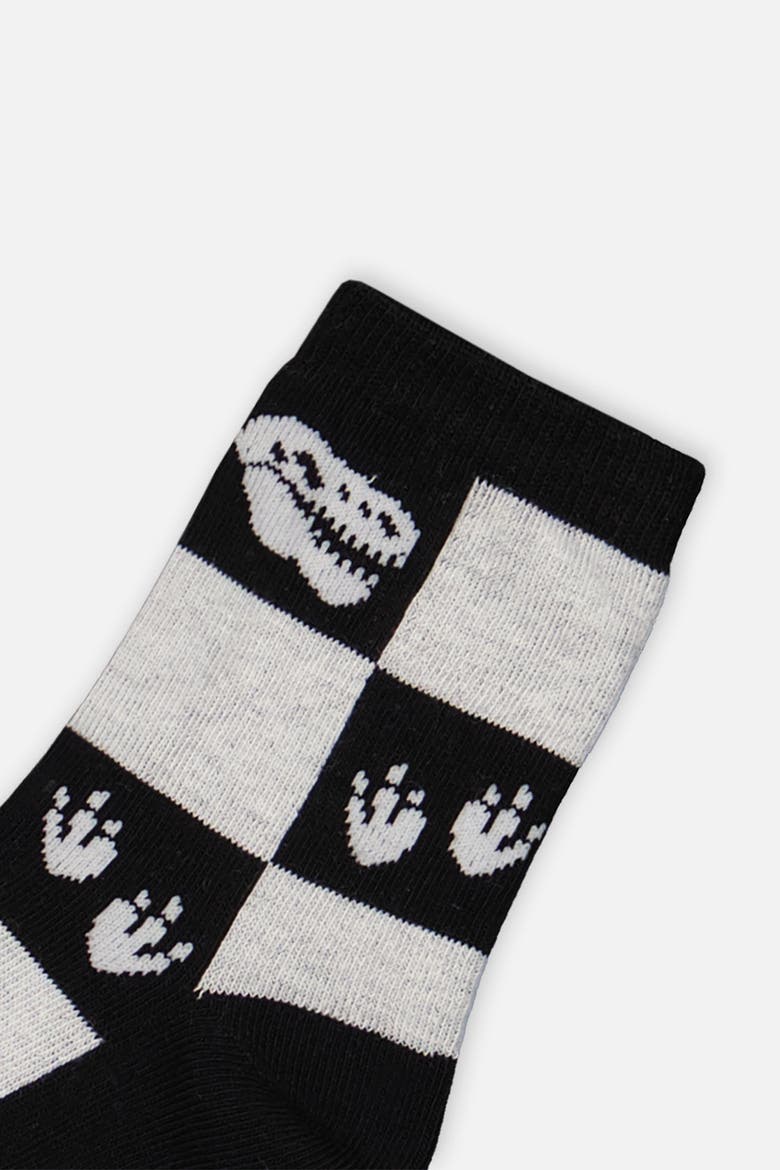 Checkered Graphic Ribbed Cuff Socks, Alternate, color, Black
