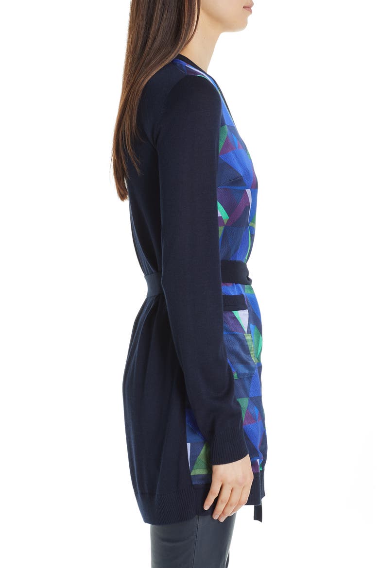 Jersey & Silk Cardigan, Alternate, color, NAVY MULTI