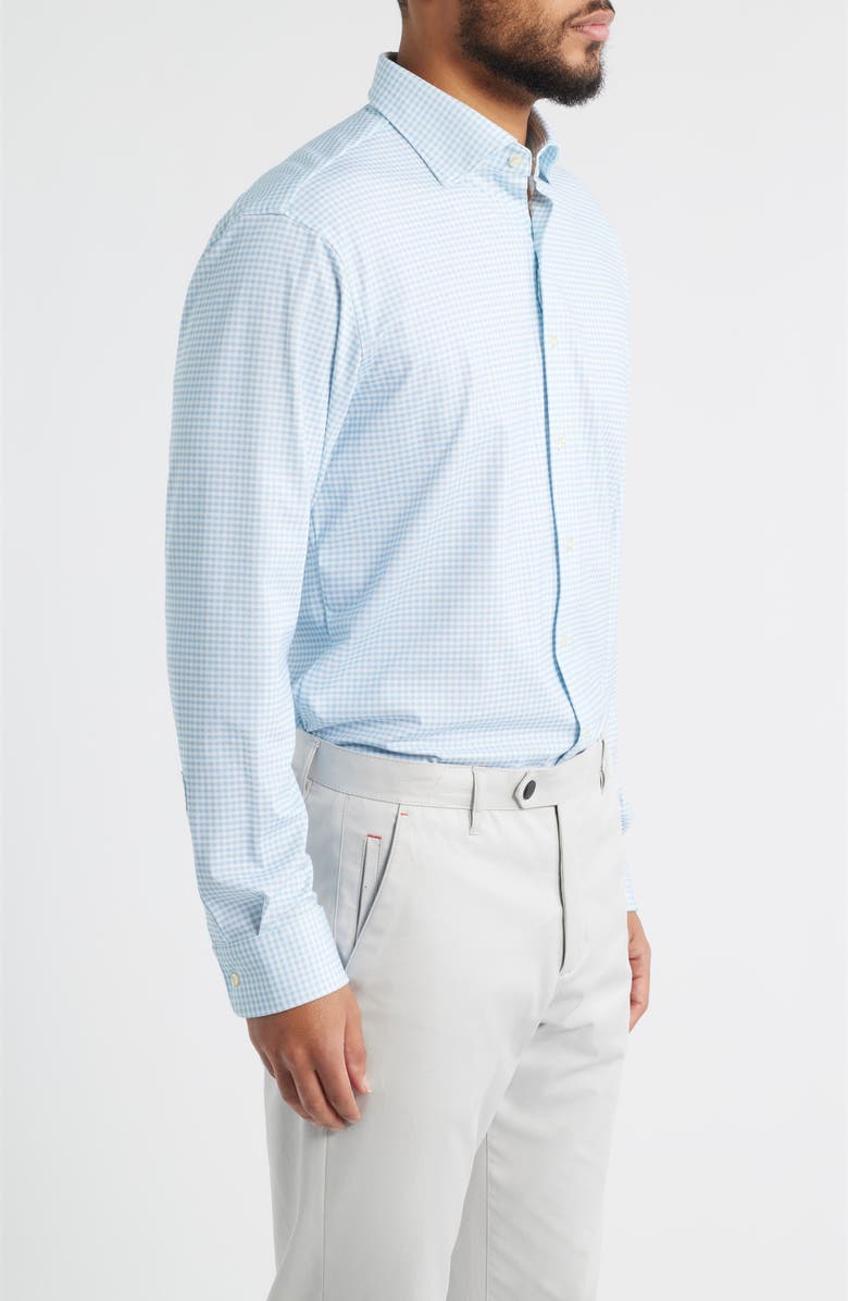 johnnie-O Albro Top Shelf Gingham Check Cotton Blend Button-Up Shirt, Alternate, color, Gulf Blue