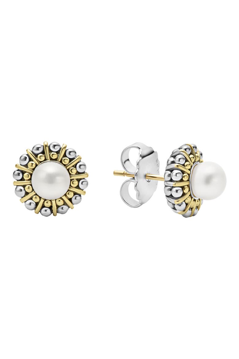 Luna Cultured Pearl Stud Earrings, Alternate, color, PEARL