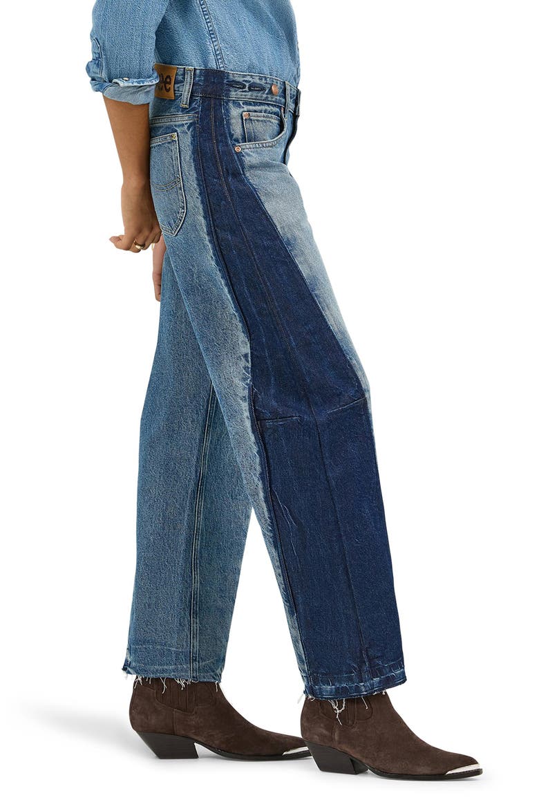 Rider Low Slung Raw Hem Barrel Leg Jeans, Alternate, color, BLISSFUL BLUE