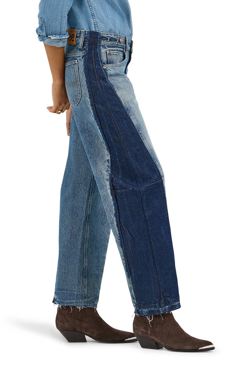 Lee Rider Low Slung Raw Hem Barrel Leg Jeans, Alternate, color, Blissful Blue