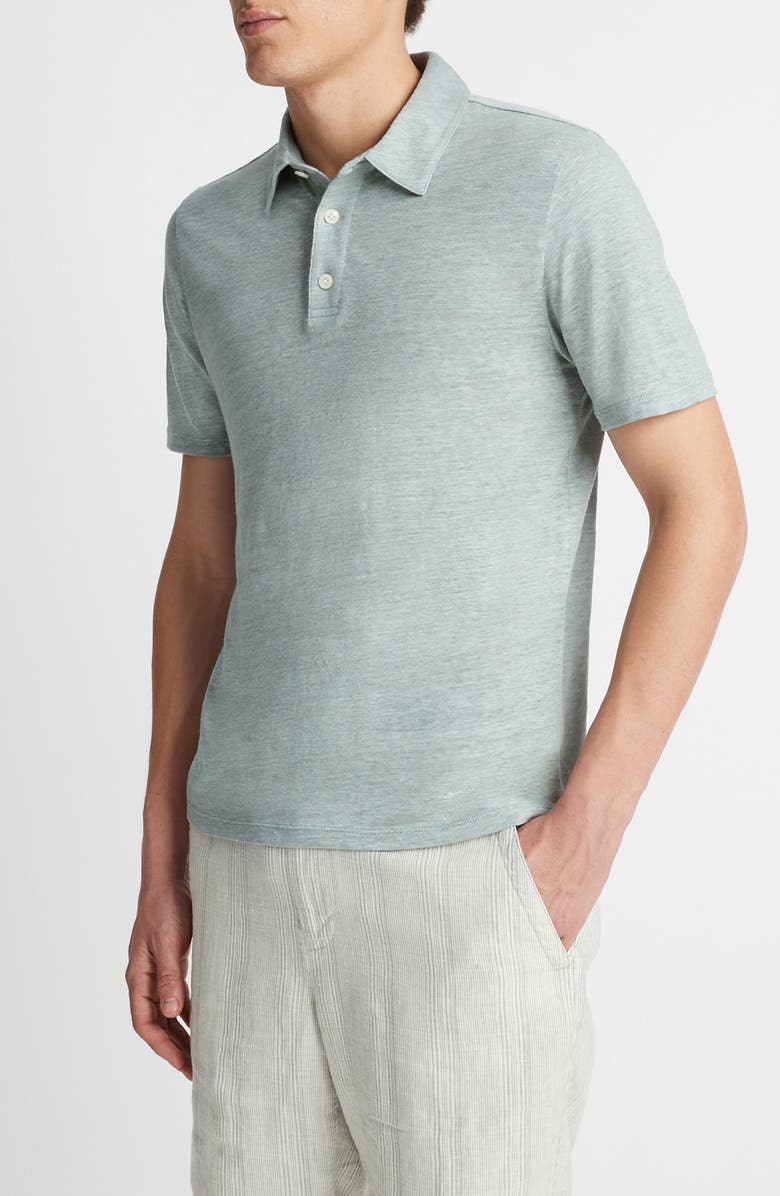 Vince Slub Linen Polo, Alternate, color, Ceramic Blue