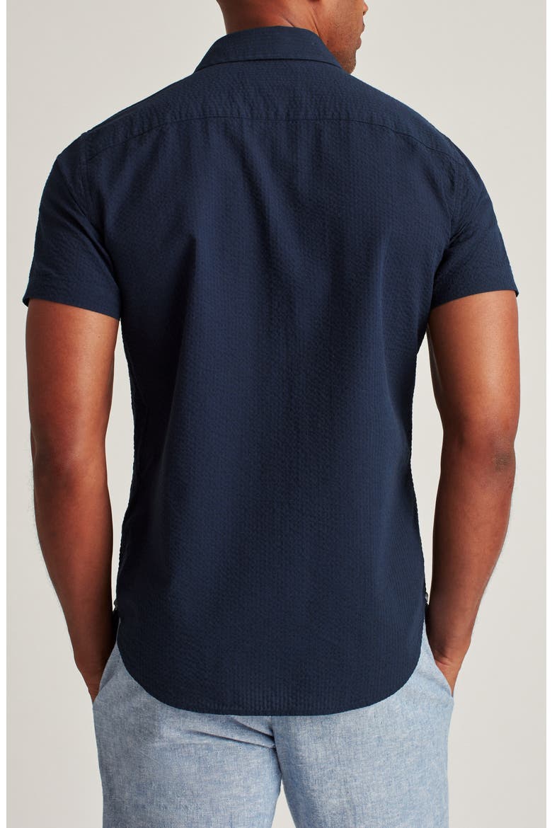 Riviera Slim Fit Short Sleeve Button-Up Shirt, Alternate, color, SEERSUCKER - INKWELL