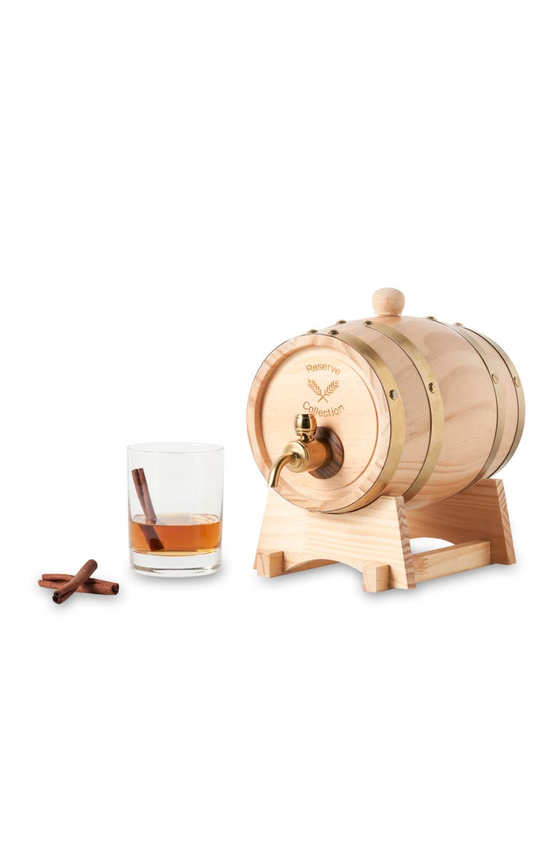 Foster & Rye Whiskey Barrel Drink Dispenser, Alternate, color, Brown