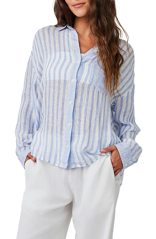 Bella Dahl Contrast Pocket Boyfriend Shirt in Blue Sky Stripe  product