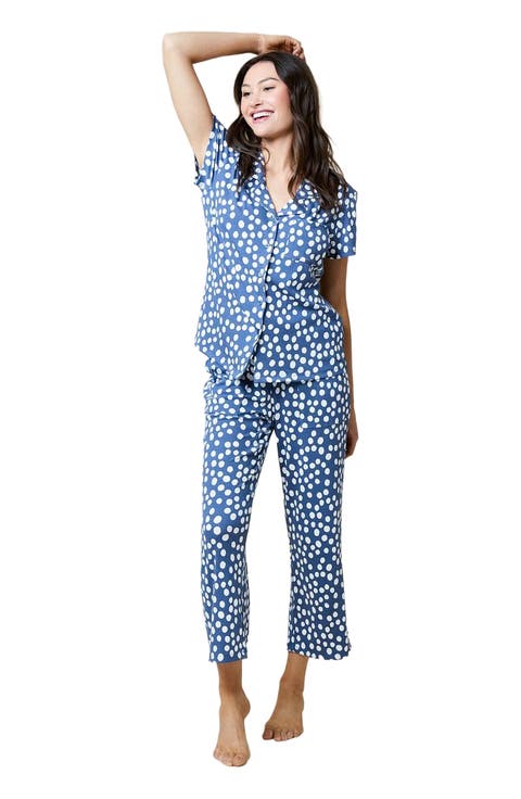 Aria - Slim Notch Collar Top and Capri Pant Sleepwear Set