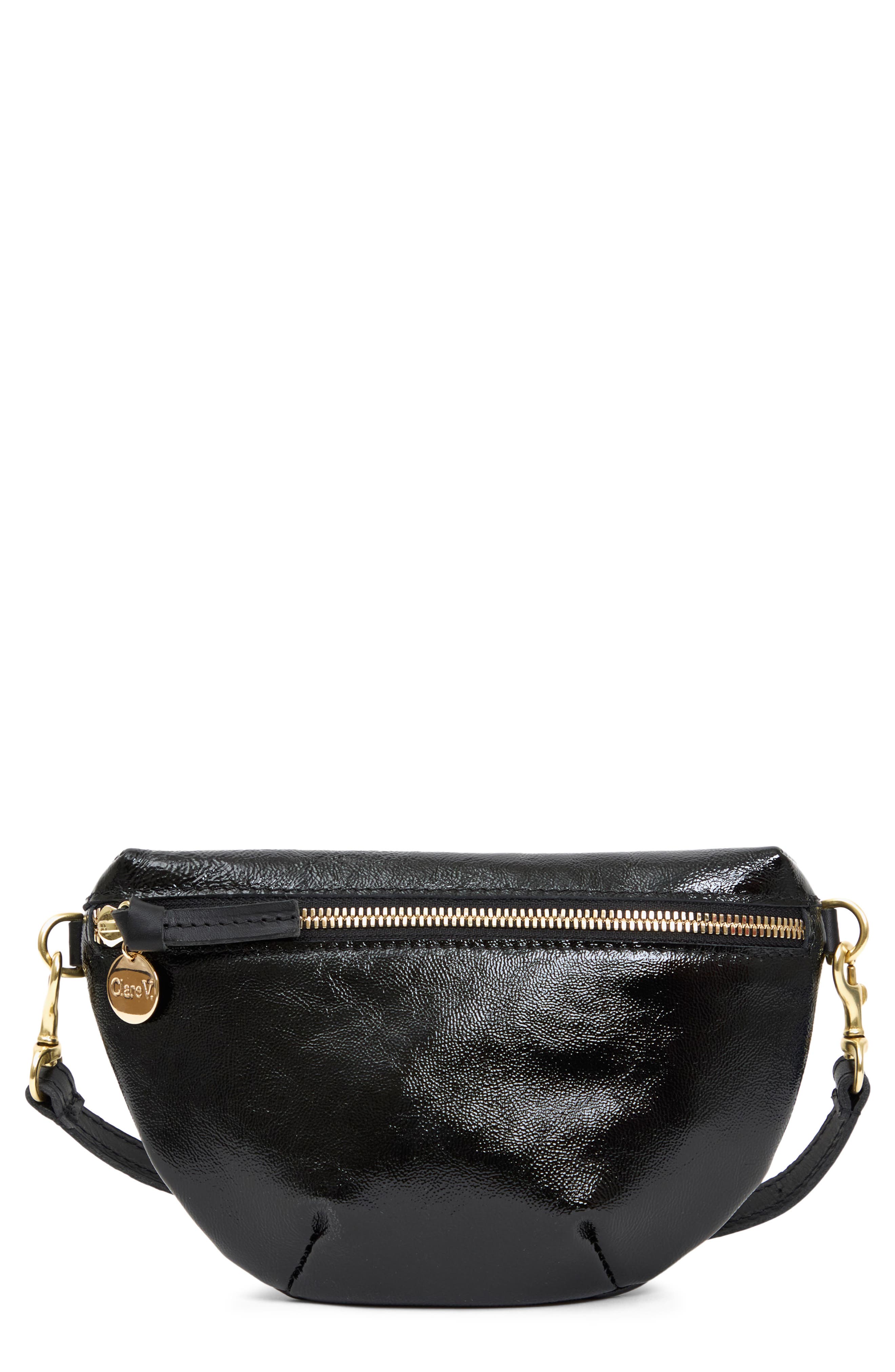 Petite Fanny Naplak Leather Belt Bag, Main, color, BLACK
