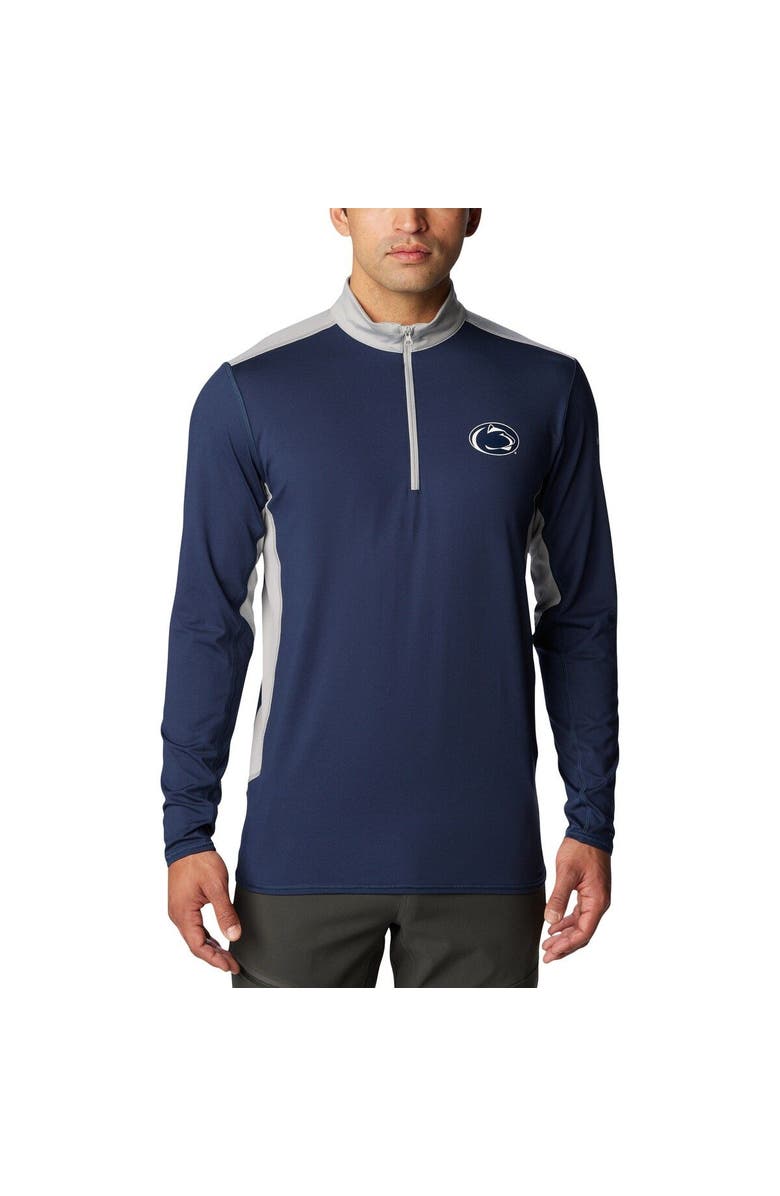 Columbia Men's Columbia Navy Penn State Nittany Lions Tech Trail<sup>™</sup> Omni-Shade Quarter-Zip Top, Main, color, Navy