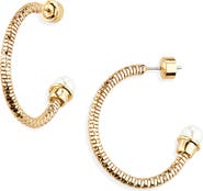 Nordstrom Faux Pearl Capped Hoop Earrings