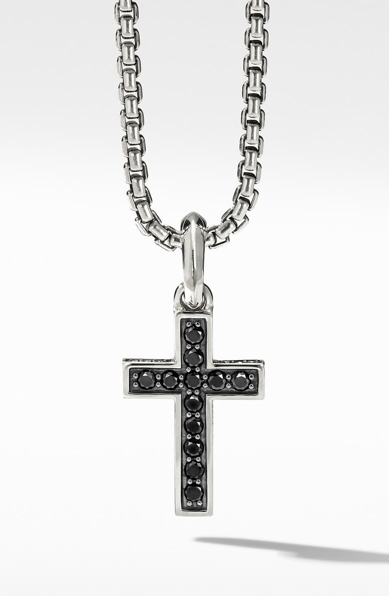 David Yurman Cross Pendant with Pavé Black Diamonds, Main, color, 