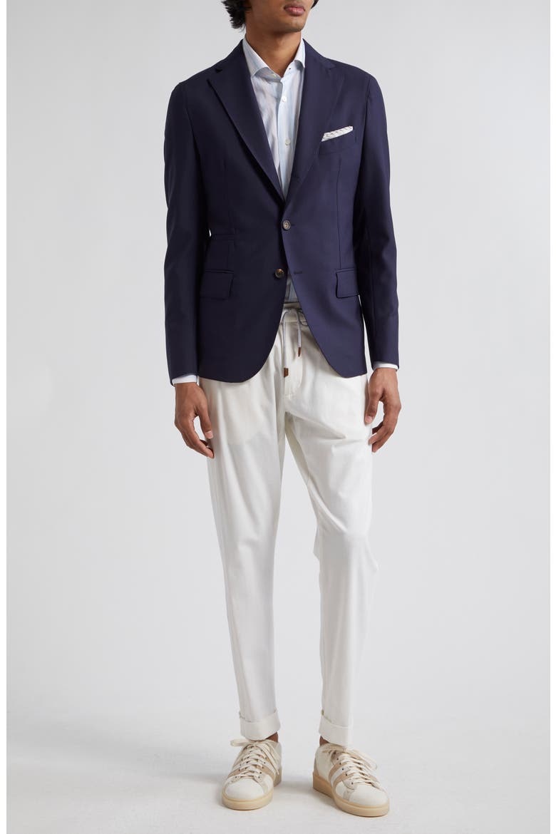 Three-Button Wool & Silk Blazer, Alternate, color, BLUE
