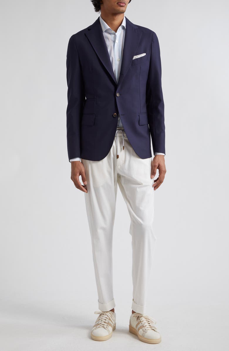 Eleventy Three-Button Wool & Silk Blazer, Alternate, color, Blue