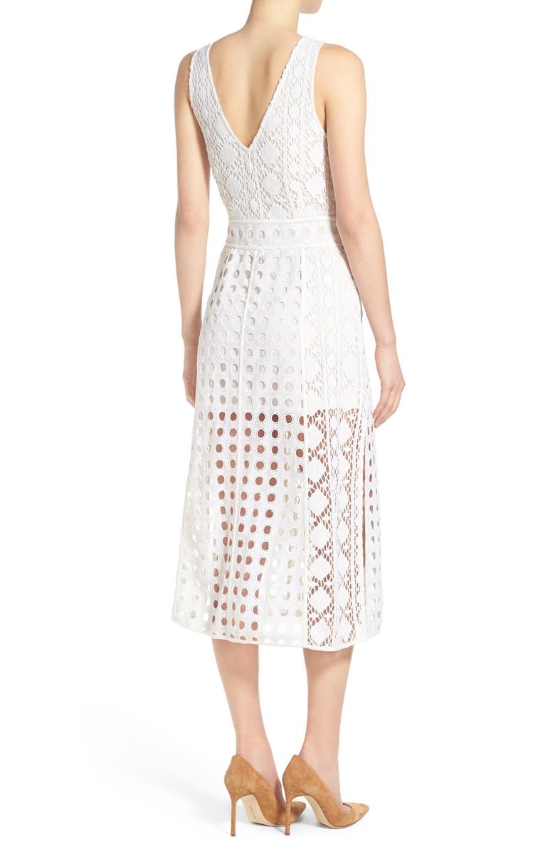 Olivia Palermo + Chelsea28 Patchwork Lace Midi Dress, Alternate, color,
