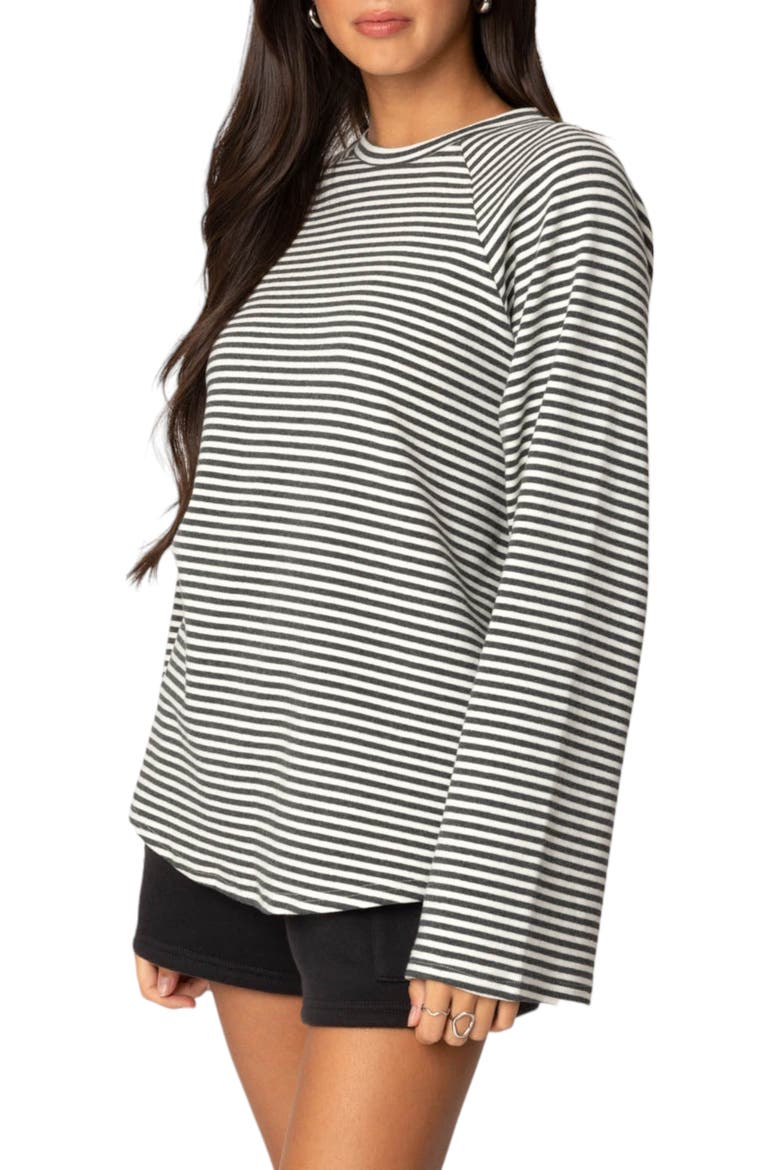 Stripe Oversize Bell Sleeve Top, Alternate, color, GRAY-MELANGE