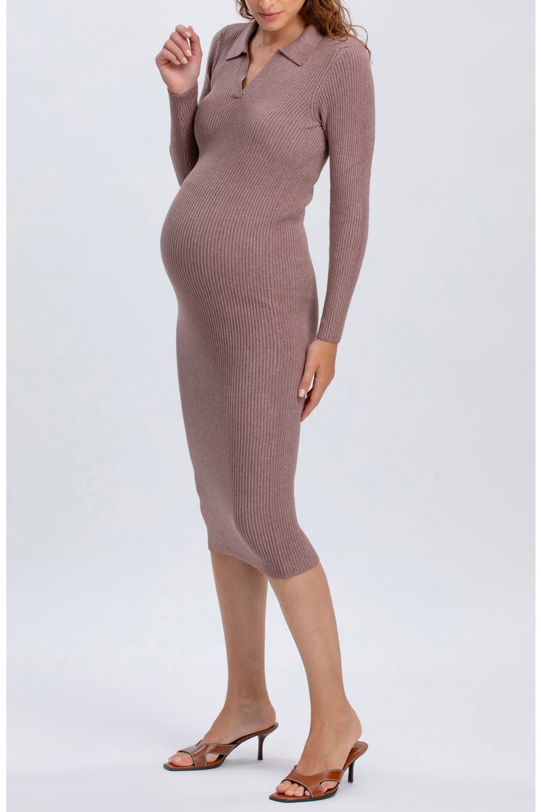 Lavinia Rib Knit Maternity Dress, Alternate, color, OLD WOOD
