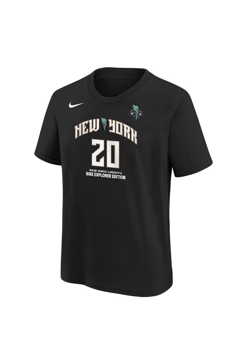 Youth Nike Sabrina Ionescu Black New York Liberty Explorer Edition Name & Number T-Shirt, Alternate, color, Black