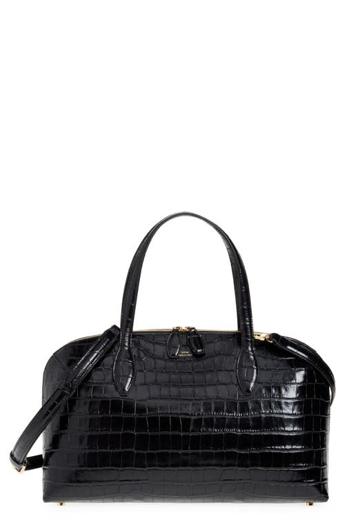 Totême Toteme Medium Lounge Croc Embossed Leather Tote In Black