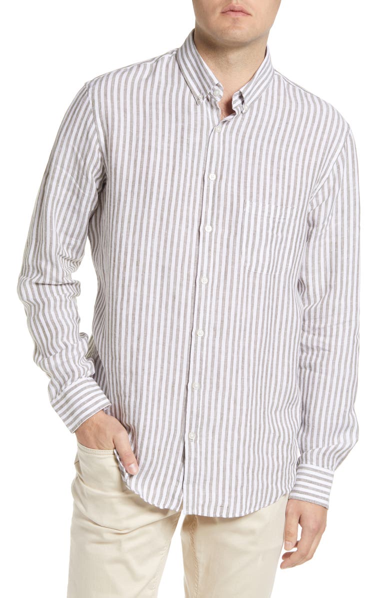 Brax Men's Daniel Stripe Linen Button-Up Shirt, Main, color,