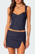 EDIKTED Jemma Lace-Up Denim Corset Crop Top