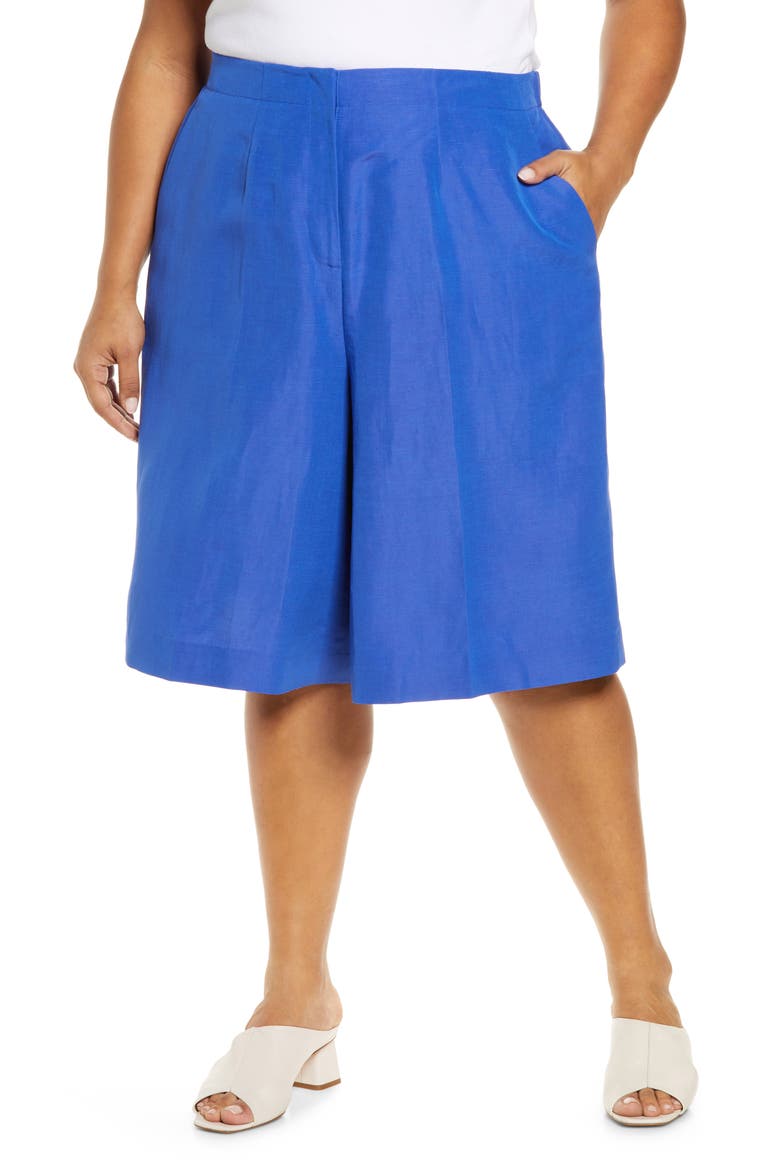 Ryerson Silk & Linen Bermuda Shorts, Main, color, LAPIS BLUE