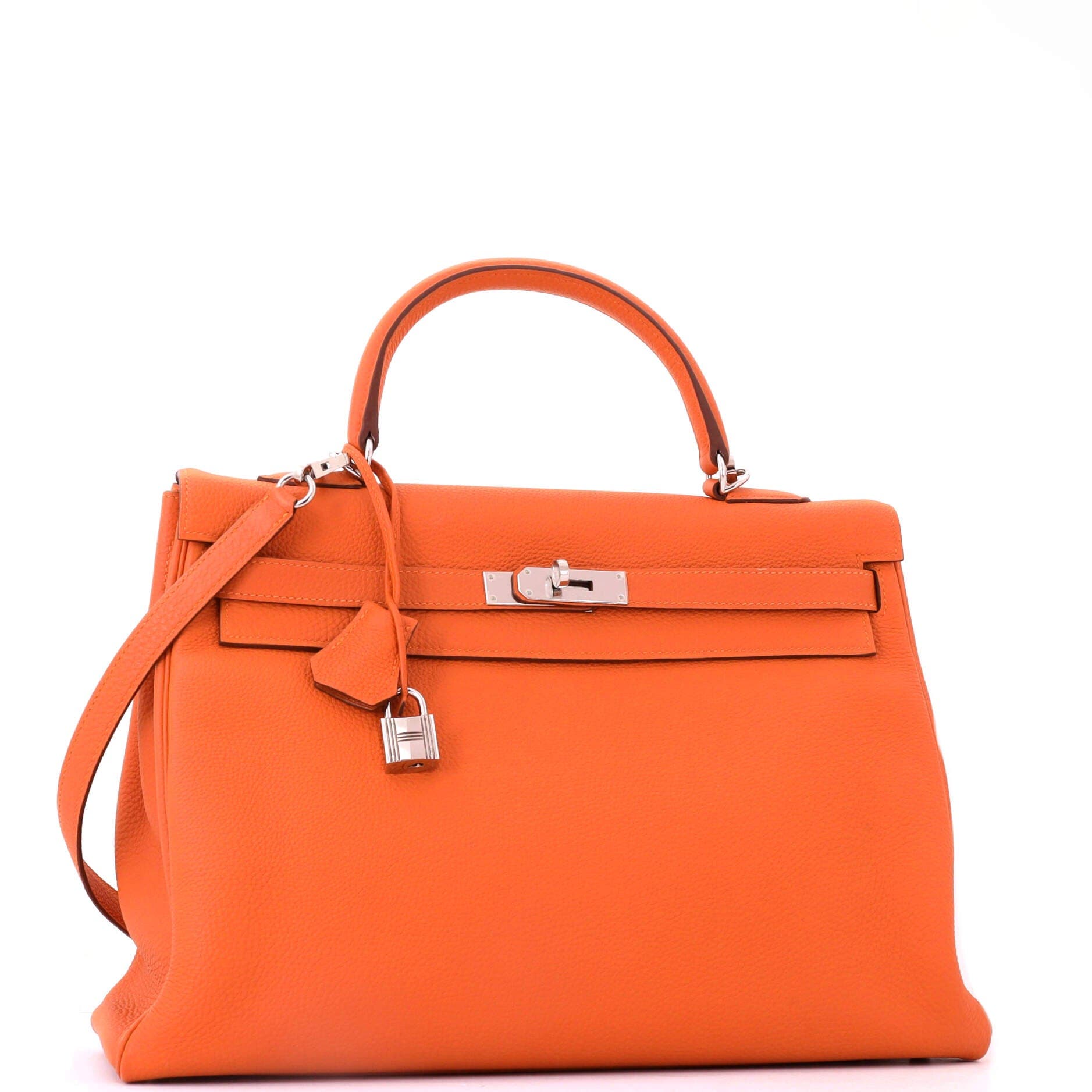 Pre-Owned Hermes Kelly Handbag Orange Togo with Palladium Hardware 35, Alternate, color, Orange H