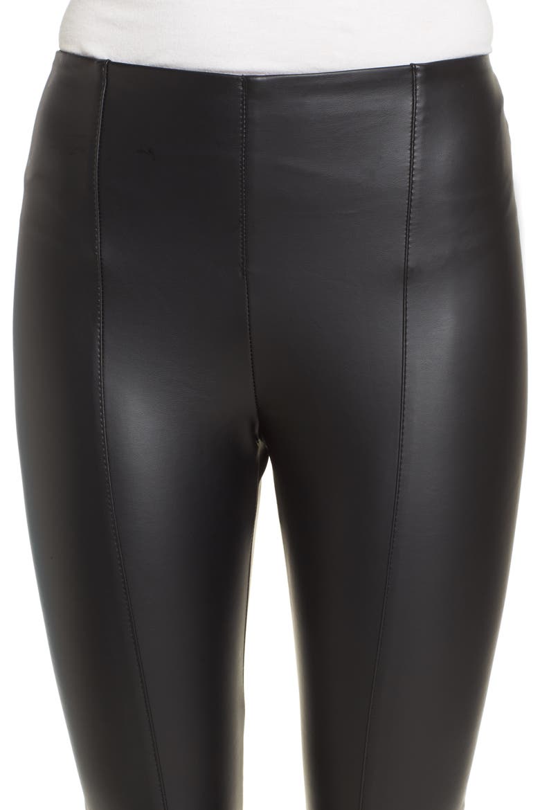 Lyssé High Waist Faux Leather Leggings, Alternate, color, BLACK