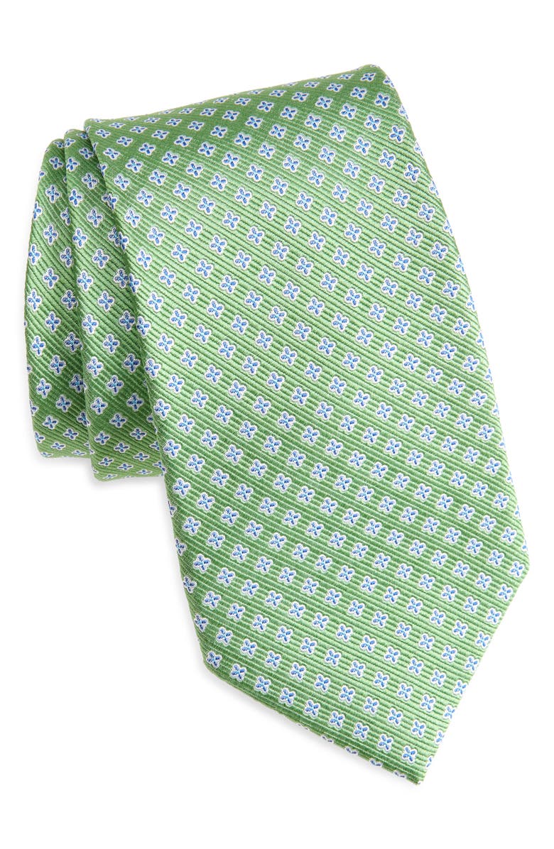 Nordstrom Quatrefoil Medallion Silk Tie, Main, color, Green