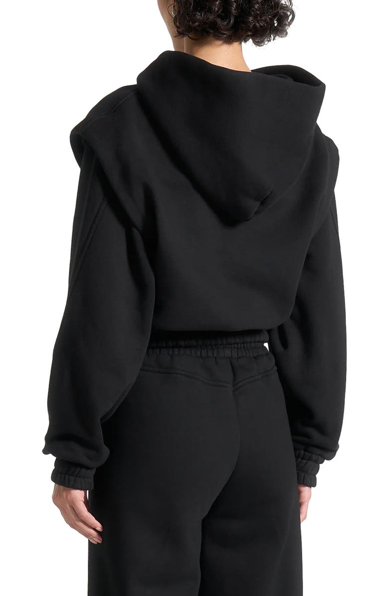 Manière De Voir Louna Wide Shoulder Zip Through Hoodie, Alternate, color, Black