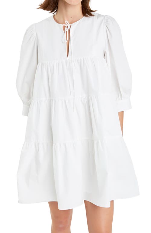 ENGLISH FACTORY ENGLISH FACTORY BLOUSON SLEEVE COTTON POPLIN MINIDRESS 