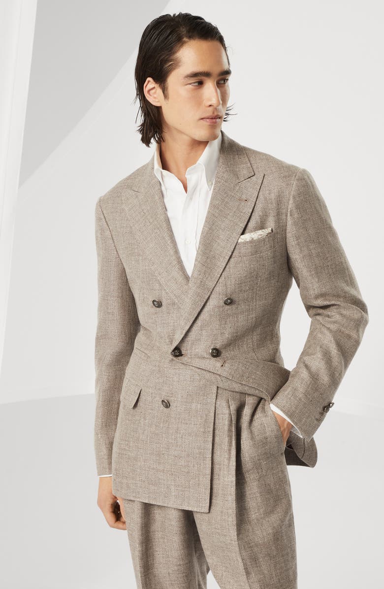 Brunello Cucinelli Diagonal twill unconstructed blazer, Alternate, color, 