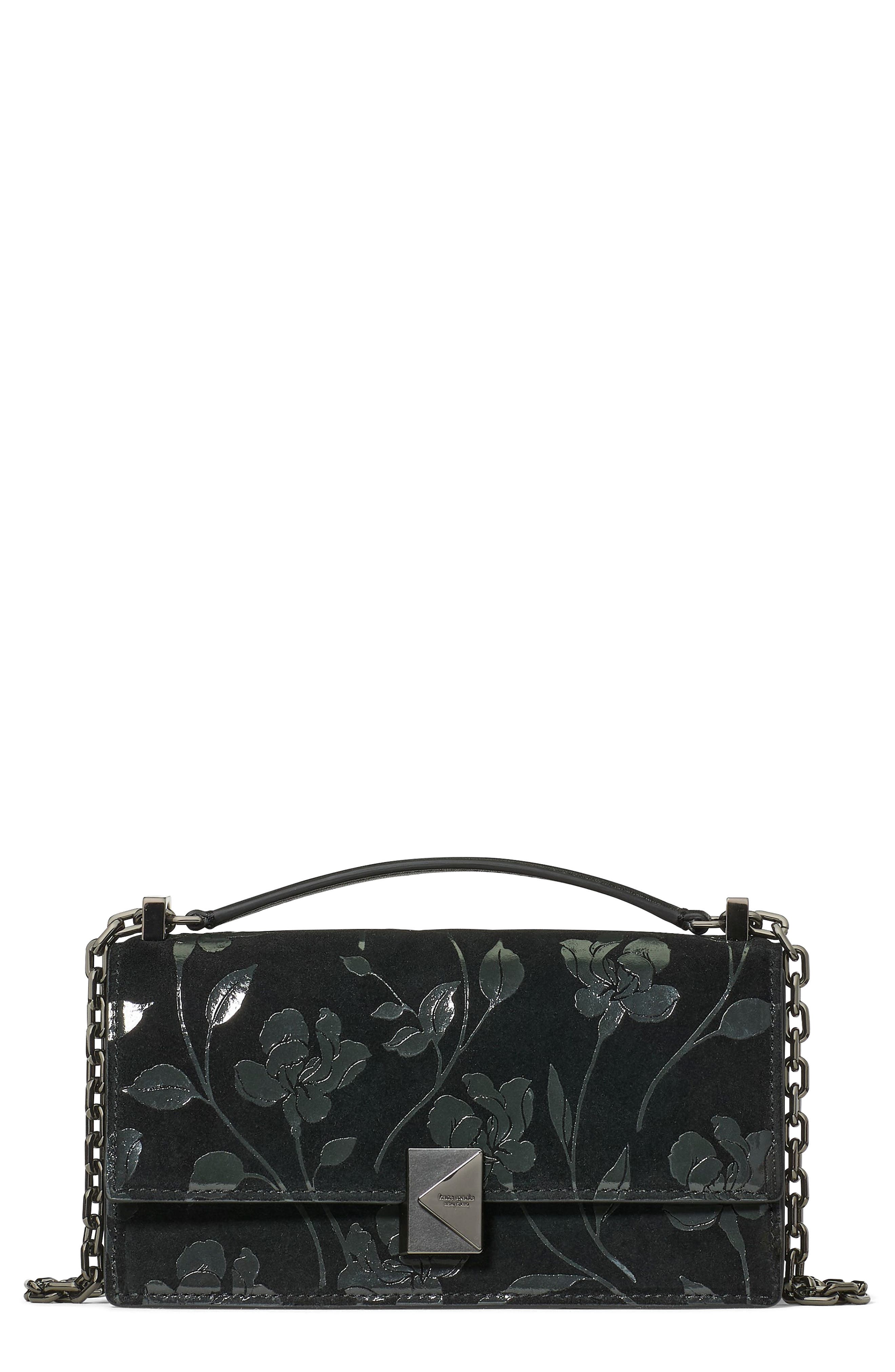 Kate Spade New York deco uptown blooms suede convertible shoulder bag, Main, color, 