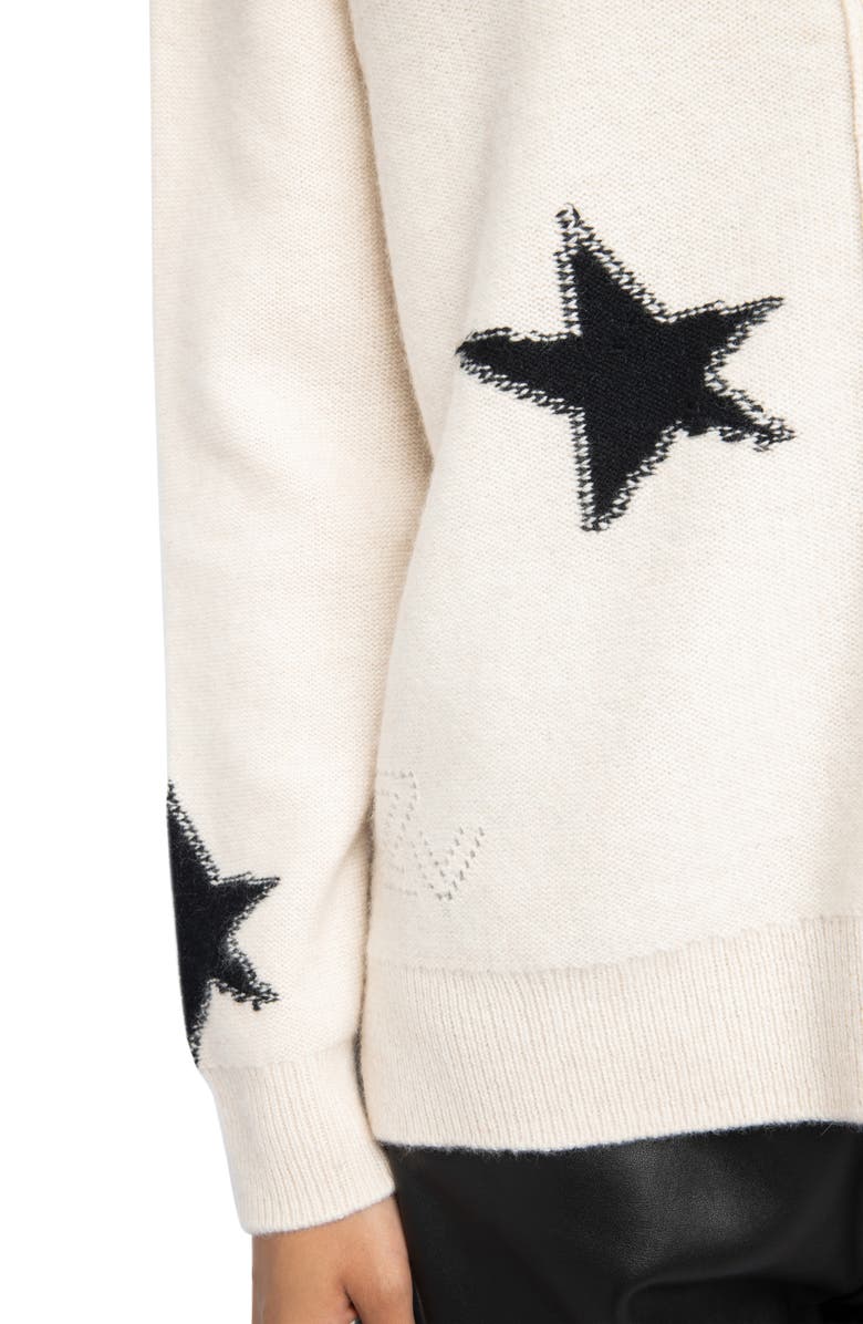 Zadig & Voltaire Mirka Star Cashmere Cardigan, Alternate, color, Ecru