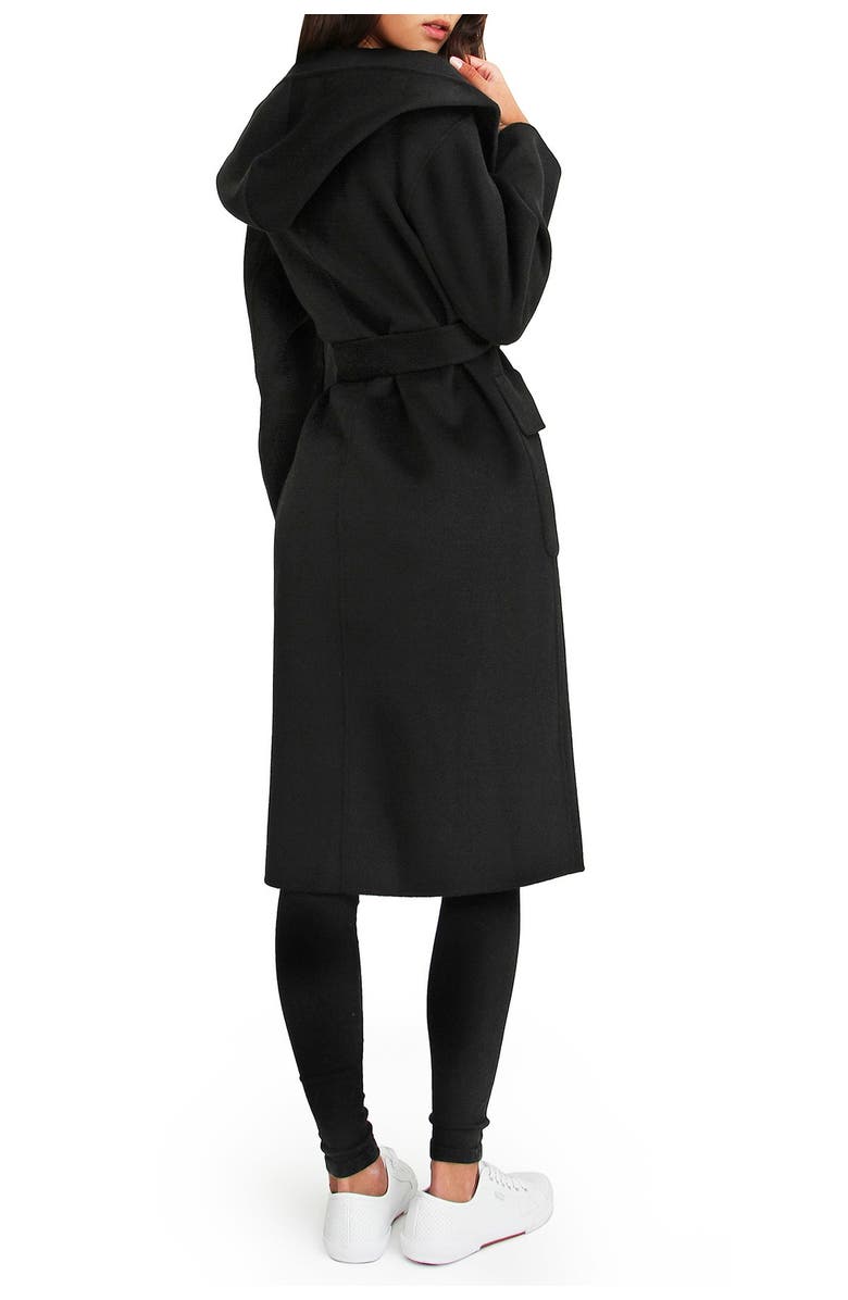 Belle & Bloom Runaway Wool Blend Robe Coat, Alternate, color, Black