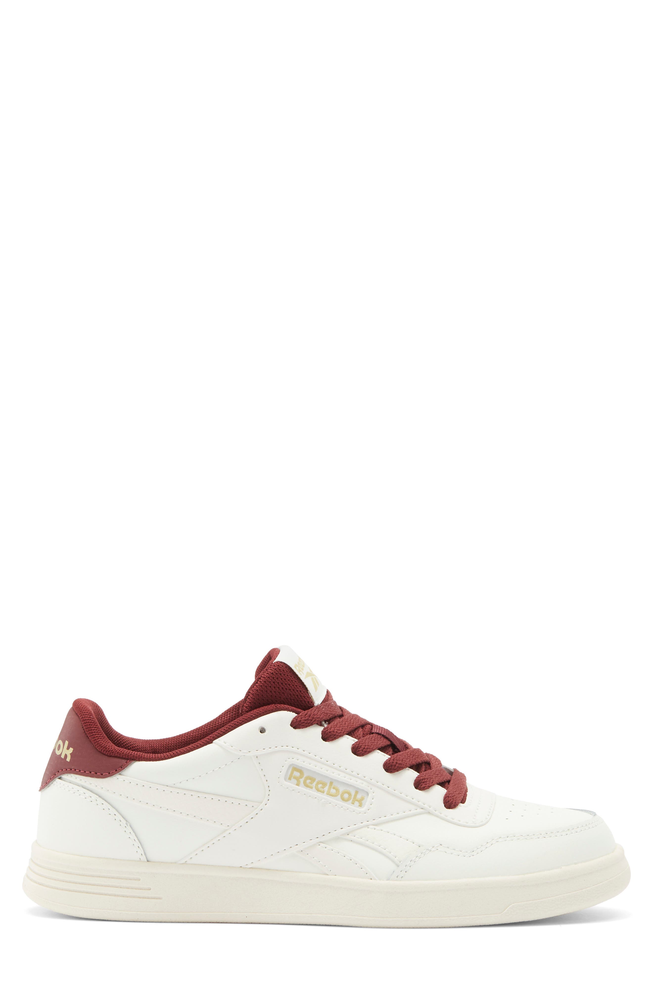 Court Advance Sneaker, Alternate, color, CHALK/CLASSICBURGUNDY/GOLDMET