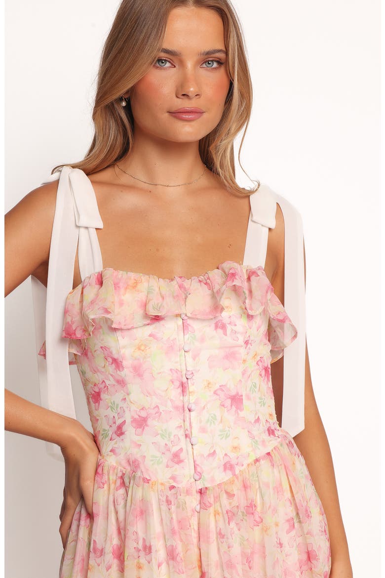 Zenith Ruffle Tie Strap Maxi Dress, Alternate, color, PINK
