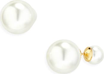 Double Pearl Stud Earrings